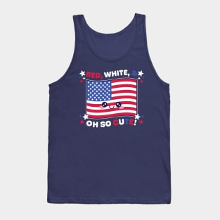 Red, White, and Oh So Cute! Patriotic Kawaii American Flag Tank Top